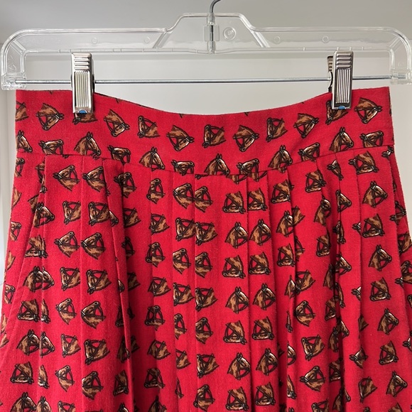 Vintage 80’s Ralph Lauren Blue Label Equestrian Flannel Midi Skirt Red Sz 6 - Picture 2 of 12